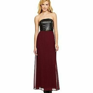 Gianni Bini strapless faux leather maxi dress 10